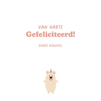 Verjaardagskaart met lieve beer en feesthoedje en stippen 3