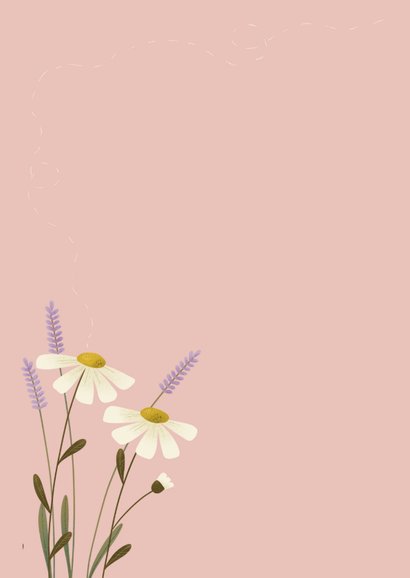 Verjaardagskaart met madeliefjes en lavendel 2
