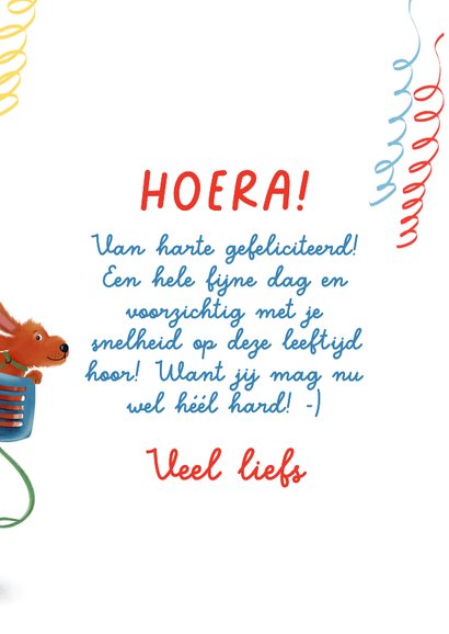 Verjaardagskaart met meneer op scootmobiel 3