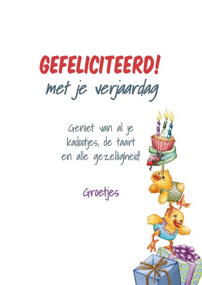 verjaardagskaart met naam jonglerende wasbeer met kuikens  3