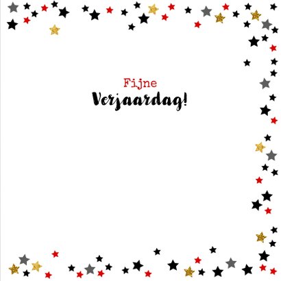 Verjaardagskaart met naam krijtbord en sterren 3