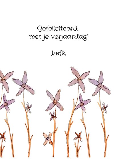 Verjaardagskaart met paarse bloemen 3