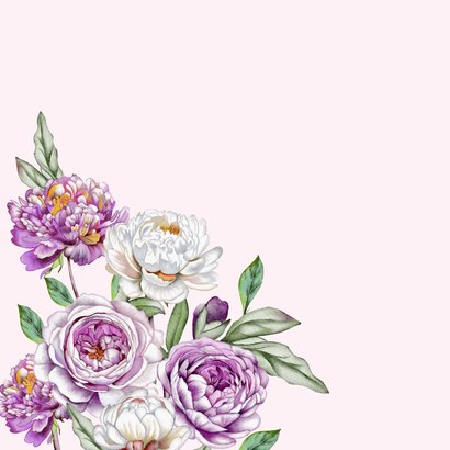 Verjaardagskaart met paarse en witte rozen 2