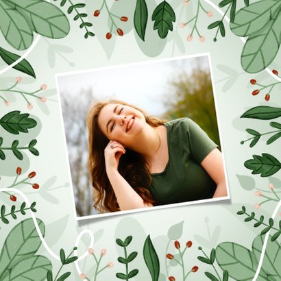 Verjaardagskaart met plantjes en happy birthday 2