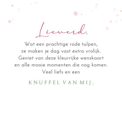 Verjaardagskaart met rode tulpen in waterverf 3
