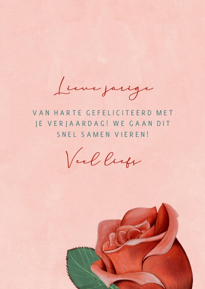 Verjaardagskaart met roos en envelop 3