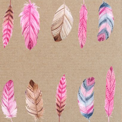 Verjaardagskaart met roze veertjes 2