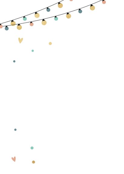 Verjaardagskaart met slingers en hartjes 2