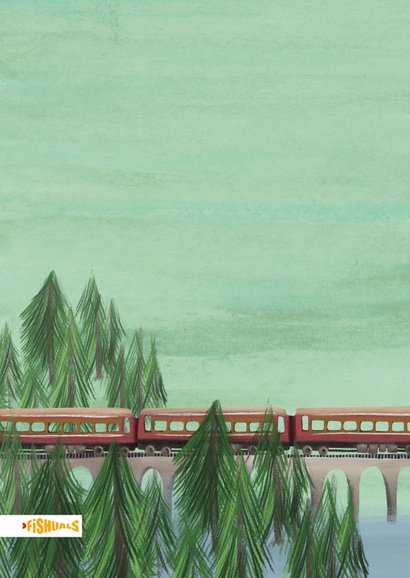 Verjaardagskaart met stoomtrein op brug 2