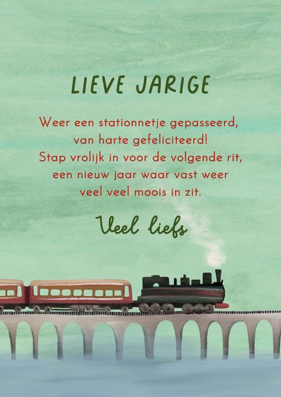 Verjaardagskaart met stoomtrein op brug 3