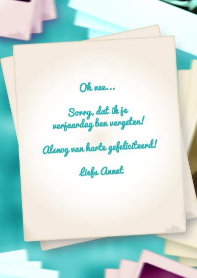 Verjaardagskaart met Te laat 3