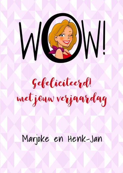 Verjaardagskaart met tekst en kopje van een leuke vrouw 3