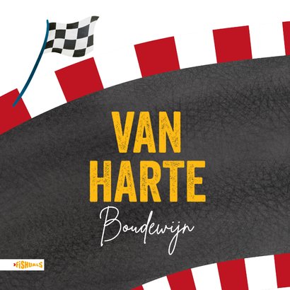 Verjaardagskaart met vintage raceauto 2