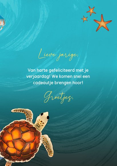 Verjaardagskaart met vissen en schildpadden 3