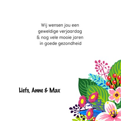 Verjaardagskaart met vogel op bloemen 3