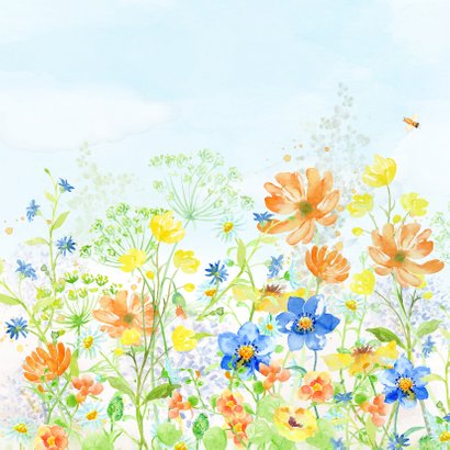 Verjaardagskaart met vrolijk gekleurde zomerbloemen 2