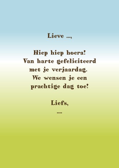 verjaardagskaart met vrolijk oranje vogeltje in boomhut 3