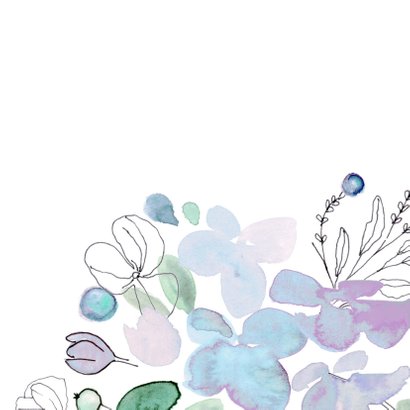 Verjaardagskaart met vrolijke bloemen in blauw 2