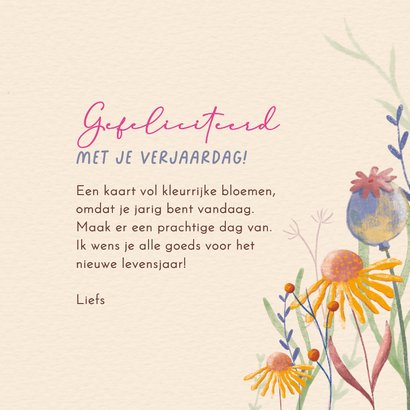 Verjaardagskaart met vrolijke waterverf bloemen 3