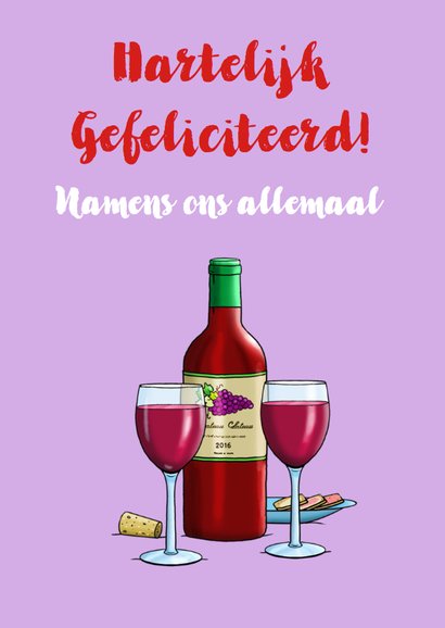 Verjaardagskaart Met Vrouw En Fles Wijn Kaartje2go