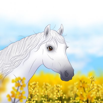 Verjaardagskaart met wit paard 2
