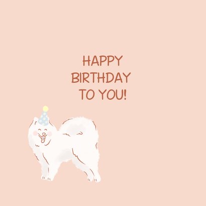 Verjaardagskaart met witte hond floofy birthday 2
