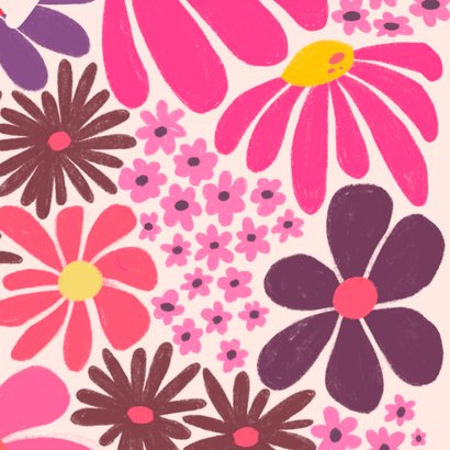 Verjaardagskaart moderne bloemen in roze kleuren 2