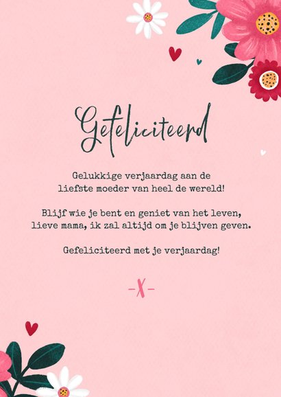 Gemeenten Ploeg Oeganda Verjaardagskaart moeder mama bloemen hartjes | Kaartje2go