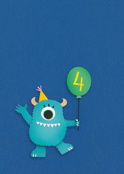 Verjaardagskaart monster met ballon 2