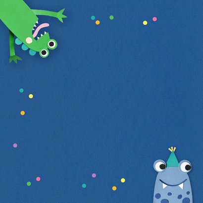 Verjaardagskaart monsters en confetti 2