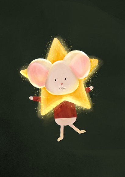 Verjaardagskaart muisje met ster shine bright jarige 2