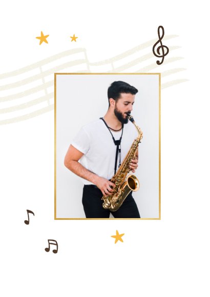 Verjaardagskaart muziek saxofoon jarige jazz foto 2