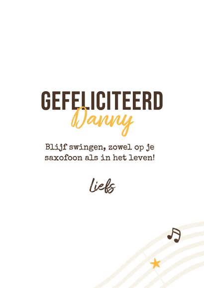 Verjaardagskaart muziek saxofoon jarige jazz foto 3