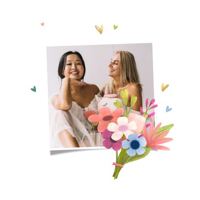 Verjaardagskaart Namasté woordgrap bloemen hartjes jarige 2