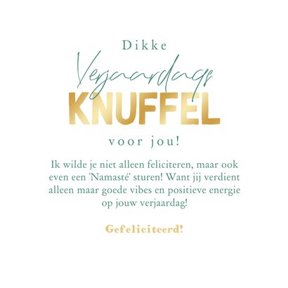 Verjaardagskaart Namasté woordgrap bloemen hartjes jarige 3