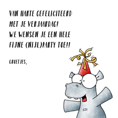 Verjaardagskaart nijlpaard - Hippo birthday!! 3