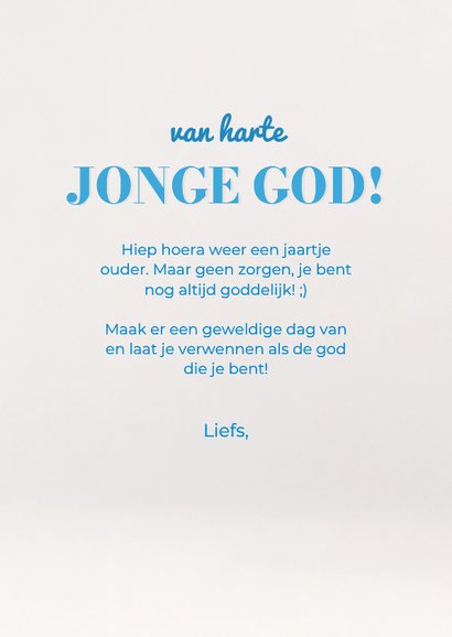 Verjaardagskaart nog altijd een jonge god met standbeeld 3