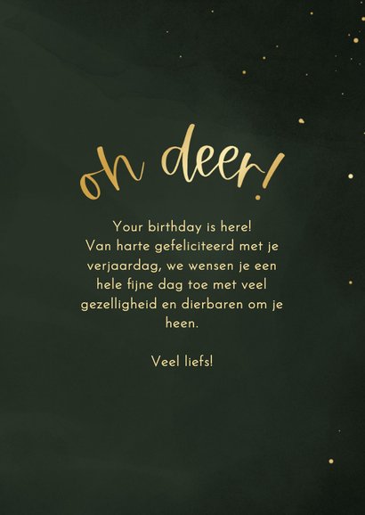 Verjaardagskaart oh deer your birthday is here rendier 3