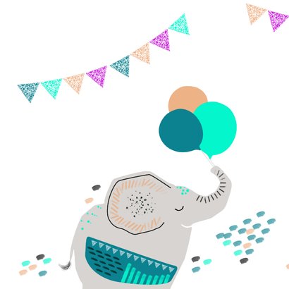 Verjaardagskaart olifant Happy Birthday 2