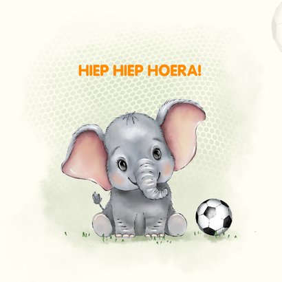 Verjaardagskaart olifantje voetbal 2