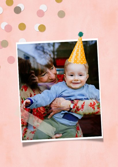 Verjaardagskaart Oma confetti aanpasbare naam en leeftijd 2