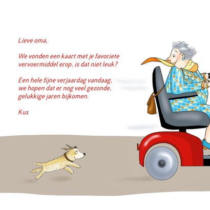Verjaardagskaart oma op de scootmobiel 3