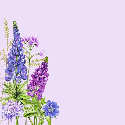 Verjaardagskaart oma wilde bloemen in het paars 2