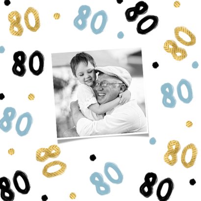 Verjaardagskaart opa 80 jaar confetti blauw goud 2