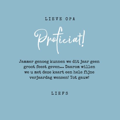 Verjaardagskaart opa 80 jaar confetti blauw goud 3