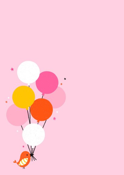 Verjaardagskaart paard ballonnen roze 2