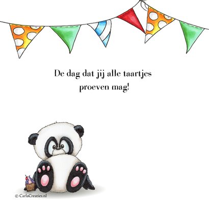 Verjaardagskaart panda met taartjes 2