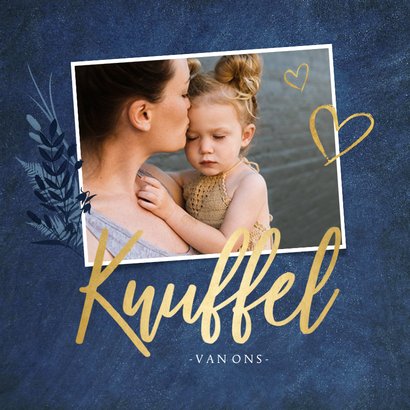 Verjaardagskaart papieren knuffel met gouden hart 2
