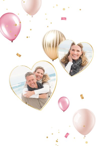 Verjaardagskaart partner vrouw ballonnen confetti roze 2