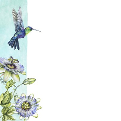 Verjaardagskaart passiebloem hummingbird 2